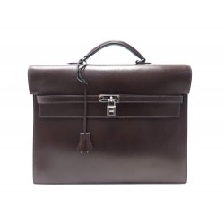 SACOCHE HERMES KELLY DEPECHES 38 EN CUIR BOX MARRON CARTABLE SELLIER BRIEFCASE