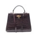 VINTAGE SAC A MAIN RABAT TYPE KELLY EN CUIR DE CROCODILE BANDOULIERE HAND BAG