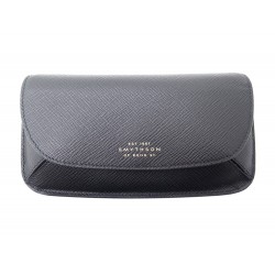 NEUF ETUI POUR LUNETTES SMYTHSON EN CUIR GRAINE NOIR BLACK LEATHER GLASSES CASE