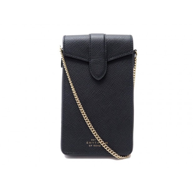 NEUF ETUI POUR TELEPHONE SMYTHSON EN CUIR GRAINE BANDOULIERE PHONE CASE 420€