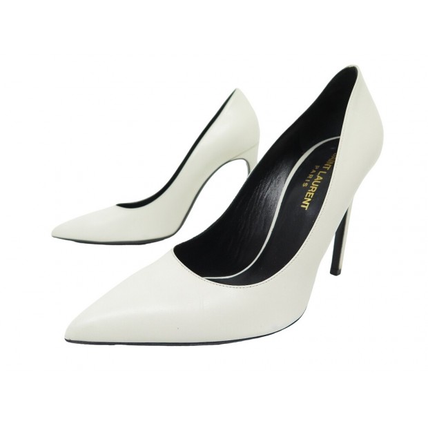 chaussures saint laurent 315534 escarpins cuir blanc