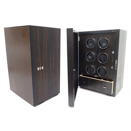 RARE REMONTOIR BOITE 6 MONTRES ROTATIF HERMES BOIS DE MACASSAR WOOD WATCH WINDER