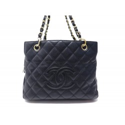 SAC A MAIN CHANEL SHOPPING BAG LOGO CC CUIR MATELASSE CAVIAR NOIR HANDBAG 6200€