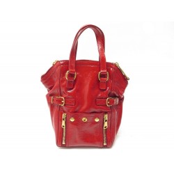 NEUF SAC A MAIN YVES SAINT LAURENT MINI DOWNTOWN CUIR VERNIS ROUGE HANDBAG 1370€