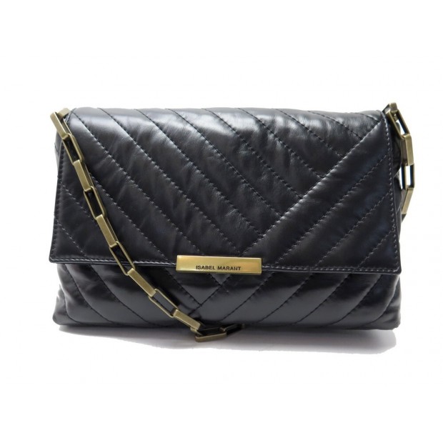 NEUF SAC A MAIN ISABEL MARANT MERINE BF0259 BANDOULIERE CUIR NOIR PURSE BAG 790€