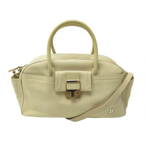 SAC A MAIN LANVIN EN CUIR ECRU BANDOULIERE PURSE LEATHER HAND BAG 1950€