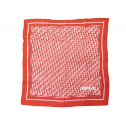 FOULARD CHRISTIAN DIOR CARRE 70 TOILE MONOGRAMME OBLIQUE ROUGE SOIE SCARF 390€