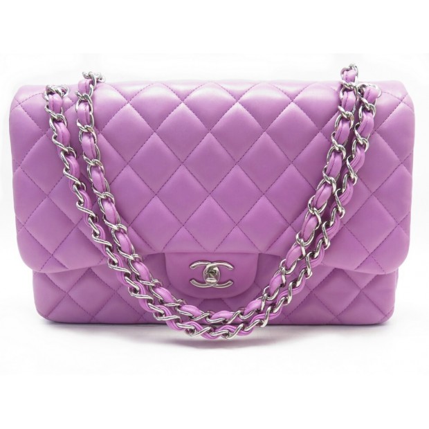 SAC A MAIN CHANEL GRAND CLASSIQUE JUMBO TIMELESS CUIR LILAS BANDOULIERE 10500€