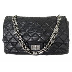 SAC A MAIN CHANEL 2.55 GRAND JUMBO CUIR MATELASSE NOIR BANDOULIERE BAG 10500€