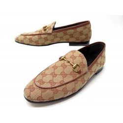 CHAUSSURES GUCCI MOCASSINS JORDAAN 431467 TOILE LOGO GG 39 IT 40 FR LOAFERS 590€