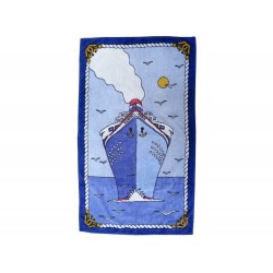 NEUF DRAP DE BAIN PLAGE HERMES PAQUEBOT SERVIETTE EN COTON BLEU BEACH TOWEL 565€