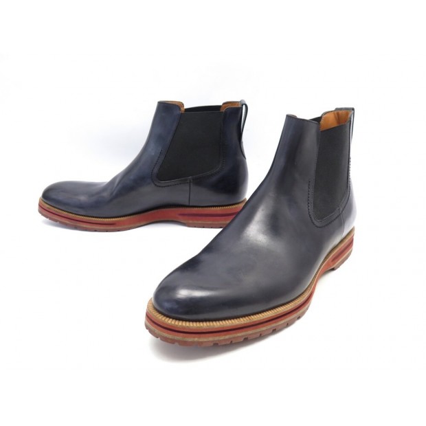 CHAUSSURES BERLUTI ALESSANDRO BOTTINES S3849-001 43 9 CUIR BLEU BOOTS SHOE 2000€