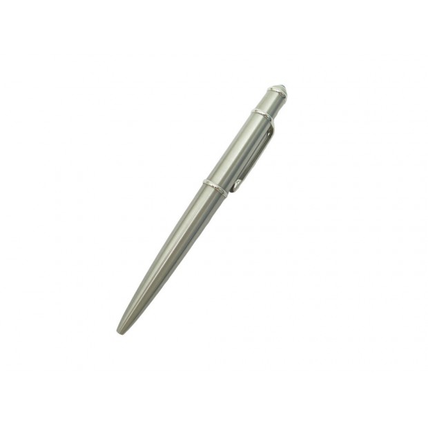 STYLO BILLE CARTIER DIABOLO EN ACIER PALLADIE BROSSE ARGENTE BALLPOINT PEN 690€