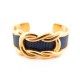 BRACELET HERMES NOEUDS MARINS ENTRELACES 15CM EN CUIR LEZARD BLEU PLAQUE OR 555€