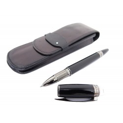 NEUF STYLO BILLE MONTBLANC STARWALKER PLATINUM 08856 + ETUI ROLLERBALL PEN 640€