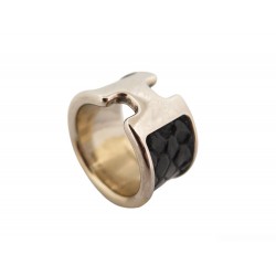 BAGUE HERMES OLYMPE GM H500059FC89XS T53 EN METAL ET CUIR MADAME NOIR RING 320€