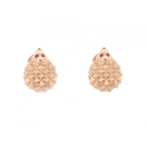 NEUF BOUCLES D'OREILLES BOUCHERON HANS LE HERISSON OR ROSE 18K EARRINGS 4210€