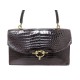 VINTAGE SAC A MAIN HERMES CORDELIERE CUIR DE CROCODILE MARRON LEATHER HAND BAG