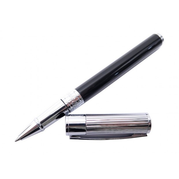 NEUF STYLO BILLE ST DUPONT D-INITIAL 262201 ROLLERBALL LAQUE NOIR BOITE PEN 190€