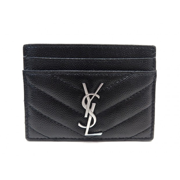 NEUF PORTE CARTES SAINT LAURENT CASSANDRE 423291 EN CUIR NOIR CARDS HOLDER 245€