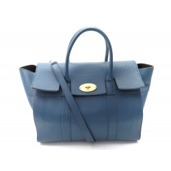 SAC A MAIN MULBERRY BAYSWATER EN CUIR GRAINE BLEU BLUE LEATHER HAND BAG 1550€