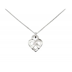 NEUF COLLIER POIRAY CHAINE ET PENDENTIF COEUR ENTRELACE MM ARGENT 925 NECKLACE