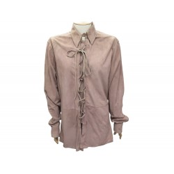 CHEMISE YVES SAINT LAURENT A LACETS TAILLE 46 XL EN DAIM VIEUX ROSE SUEDE SHIRT