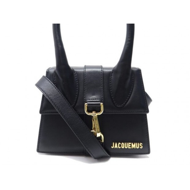 SAC A MAIN JACQUEMUS LE CHIQUITO LA MONTAGNE MOYEN CUIR NOIR HAND BAG PURSE 670€