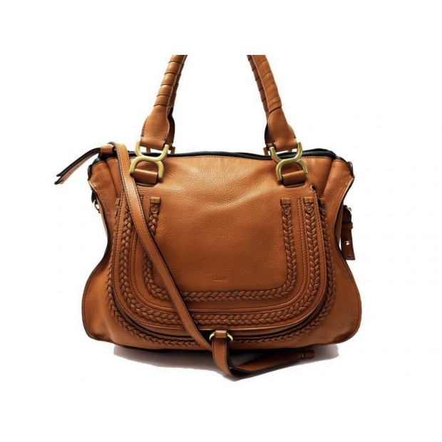 SAC A MAIN CHLOE MARCIE MM BANDOULIERE EN CUIR CAMEL LEATHER HAND BAG 1950€