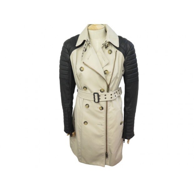 MANTEAU BURBERRY PRORSUM TRENCH MANCHES EN CUIR 48 IT 44 FR L IMPERMEABLE 2800€