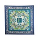 NEUF VINTAGE FOULARD HERMES EARLY AMERICA PERRIERE CARRE 90 SOIE BLEU SCARF 460€