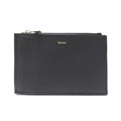 NEUF PORTE-CARTES VALEXTRA 3CC CUIR GRAINE NOIR BLACK LEATHER CARD HOLDER 330€