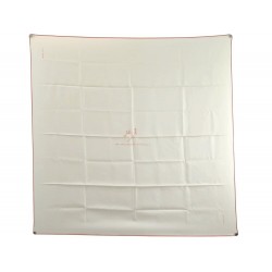 RARE FOULARD HERMES 2000 L ANNEE DES NOUVEAUX JOURS SEMPE EN SOIE BLANCHE SCARF