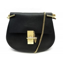 SAC A MAIN CHLOE DREW SMALL BANDOULIERE EN CUIR GRAINE NOIR PURSE HAND BAG 1350€