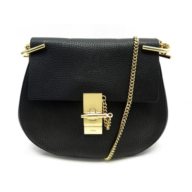 SAC A MAIN CHLOE DREW SMALL BANDOULIERE EN CUIR GRAINE NOIR PURSE HAND BAG 1350€