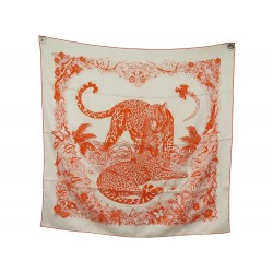 FOULARD HERMES JUNGLE LOVE CARRE 90 SOIE BROCHEE JACQUARD SCARF SILK BOITE 460€