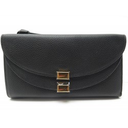 NEUF PORTEFEUILLE CHLOE 3P0283 GEORGIA EN CUIR NOIR PORTE MONNAIE WALLET 350€