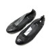 CHAUSSURES CHANEL G26642 BALLERINES 41 EN CUIR NOIR BOUTS VERNIS FLAT SHOES 520€