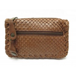 SAC POCHETTE CHLOE 21 CM EN CUIR DE PYTHON MARRON BROWN LEATHER BAG CLUTCH 1050€