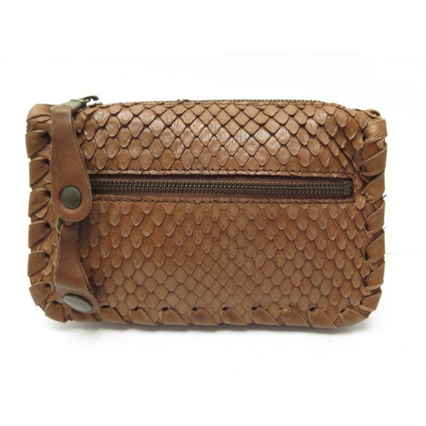 SAC POCHETTE CHLOE 21 CM EN CUIR DE PYTHON MARRON BROWN LEATHER BAG CLUTCH 1050€