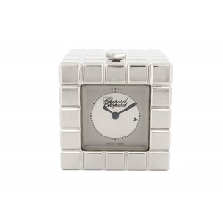 REVEIL CHOPARD MONTRE DE TABLE ICE CUBE EN ACIER ARGENTE STEEL SILVER DESK CLOCK