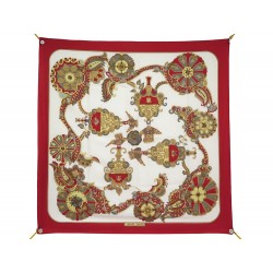 VINTAGE FOULARD HERMES CENDRILLON CARRE 90 CM EN SOIE ROUGE SILK SCARF 460€