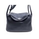SAC A MAIN HERMES LINDY CUIR NOIR GRAINE 