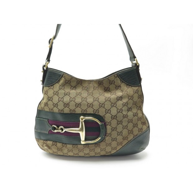 SAC A MAIN GUCCI GUCCISSIMA HASLER HORSEBIT HOBO 137388 TOILE ET CUIR BAG 720€