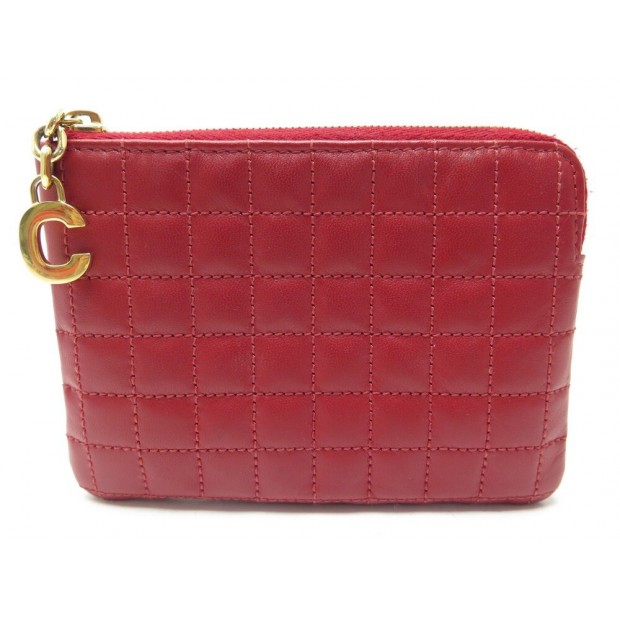 PORTE MONNAIE CELINE C CHARM 10B823BFL EN CUIR ROUGE PORTE CARTES PURSE 395€