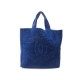 SAC A MAIN CHANEL CABAS DE PLAGE LOGO CC COTON EPONGE BLEU TOTE HAND BAG 1400