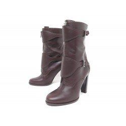 NEUF CHAUSSURES HERMES FEELING H122072Z BOTTINES 37 CUIR MARRON BROWN 1300€