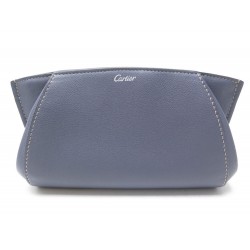 NEUF SAC POCHETTE C DE CARTIER L3001479 A MAIN EN CUIR GRAINE LAVANDE POUCH 580€