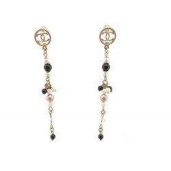 BOUCLES D'OREILLES CHANEL AB0987 LOGO CC & PERLES PENDANTES METAL EARRINGS 990€