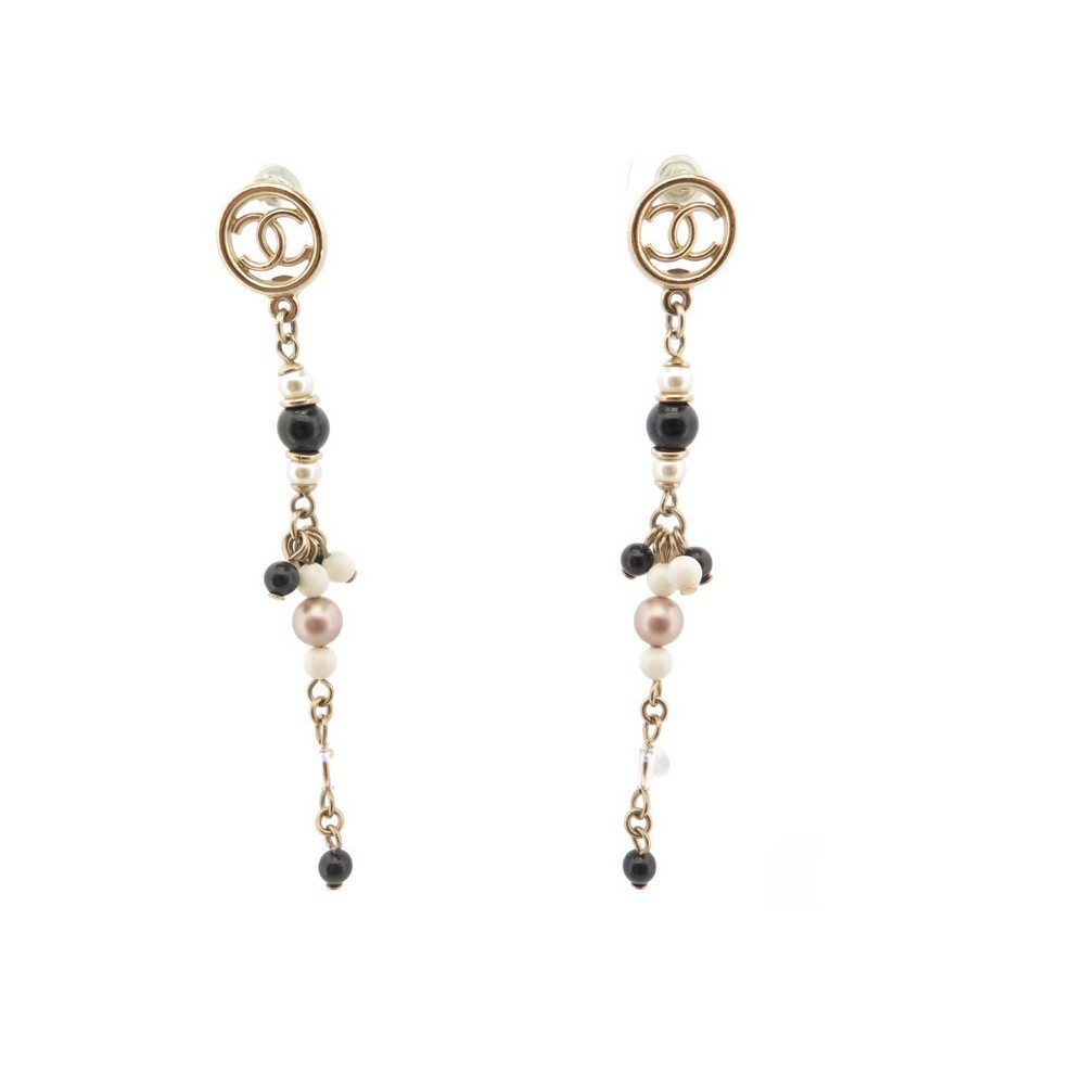 boucles d'oreilles chanel ab0987 logo cc perles